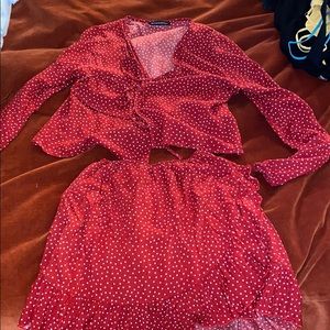 Brand Melville 2 piece long sleeve with mini skirt